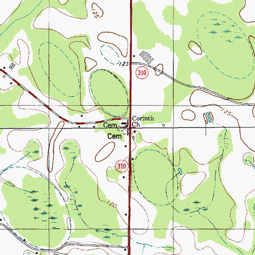 Topographic Map of Corinth Baptist Church Cemetery, SC