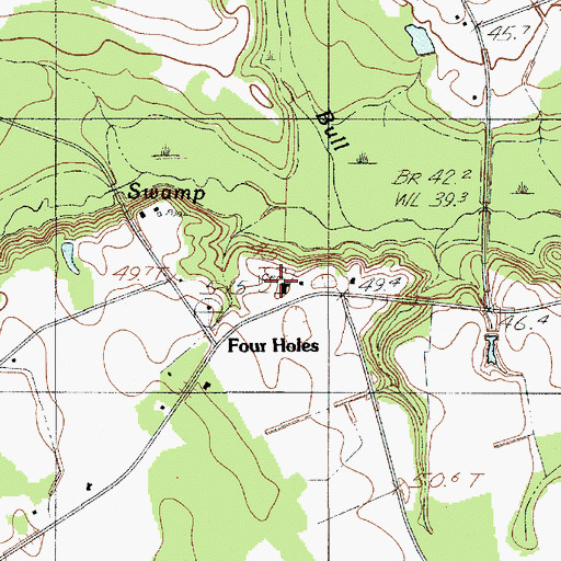 Topographic Map of Four Holes Baptist Church Cemetery, SC