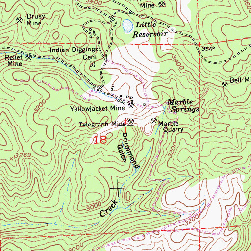 Topographic Map of Telegraph Mine, CA