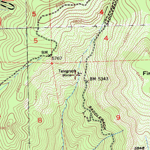 Topographic Map of Telegraph Mine, CA