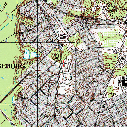 Topographic Map of Orangeburg Memorial Cemetery, SC