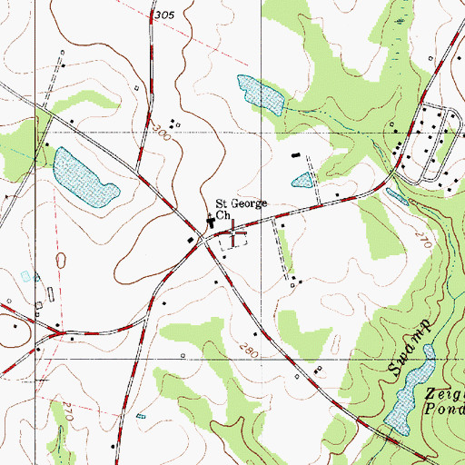 Topographic Map of Saint George Baptist Church Cemetery, SC