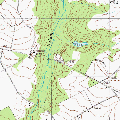 Topographic Map of Salem Baptist Church Cemetery, SC