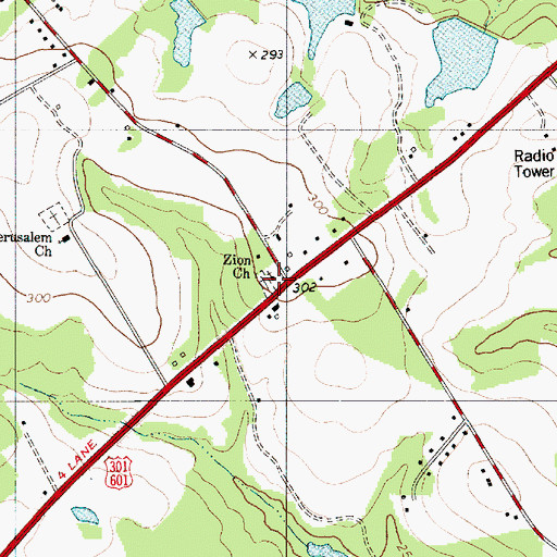 Topographic Map of Zion Church Cemetery, SC