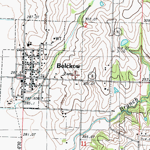 Topographic Map of Bolckow Cemetery, MO