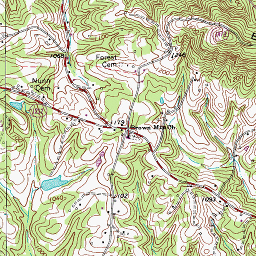 Topographic Map of Brown Mountain, NC