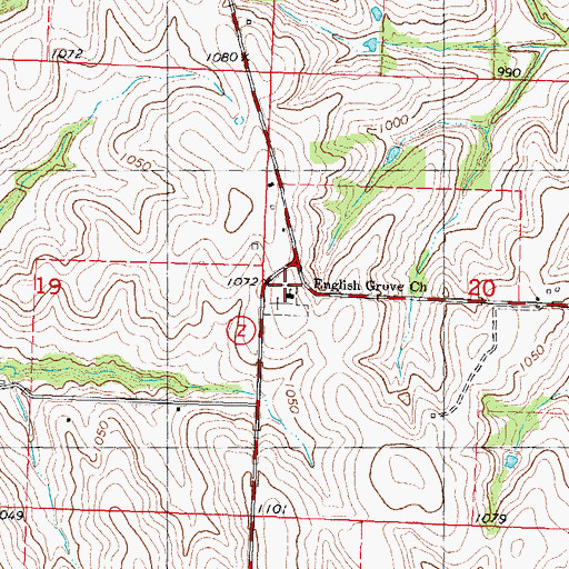 Topographic Map of English Grove Cemetery, MO