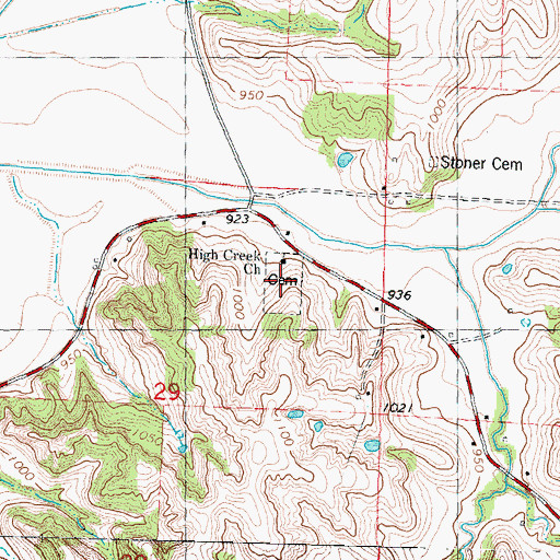 Topographic Map of High Creek Cemetery, MO