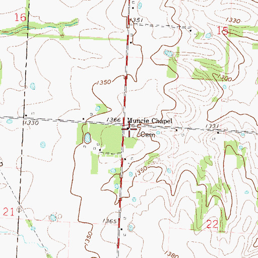 Topographic Map of Muncie Chapel Cemetery, MO