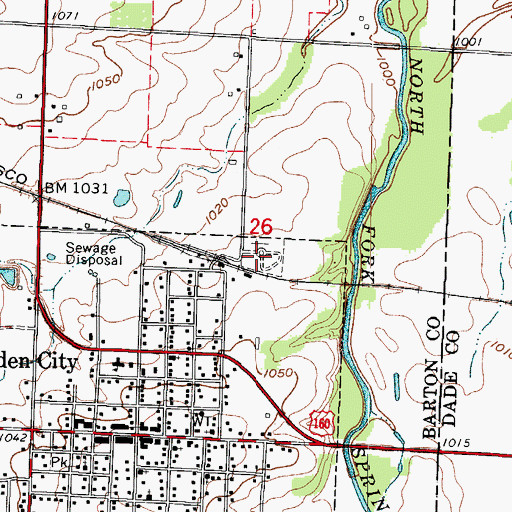 Topographic Map of Independent Order of Odd Fellows Cemetery, MO