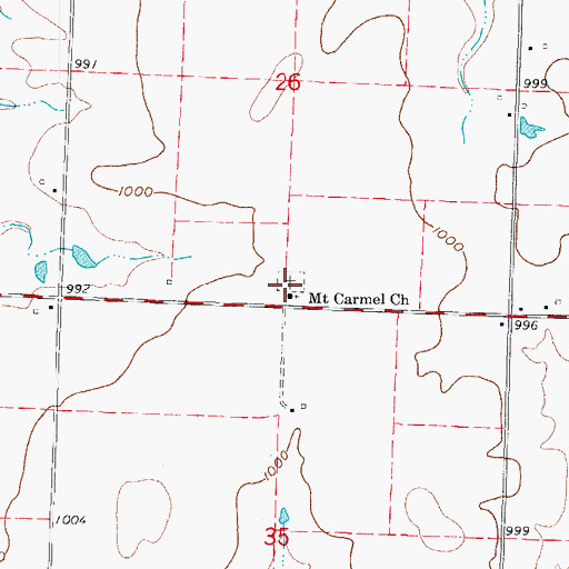 Topographic Map of Mount Carmel Cemetery, MO