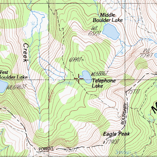 Topographic Map of Telephone Lake, CA