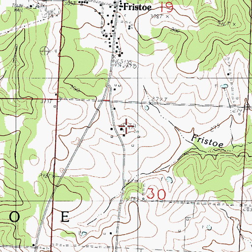 Topographic Map of Fristoe Cemetery, MO