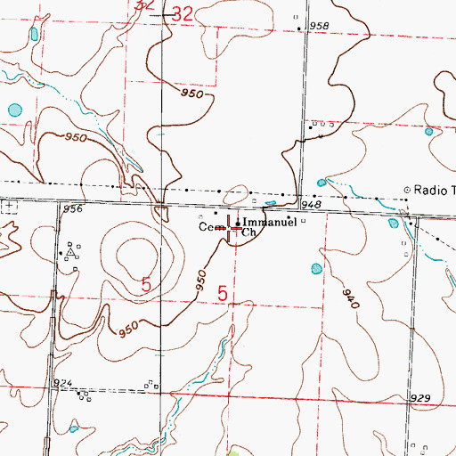 Topographic Map of Immanuel Lutheran Cemetery, MO