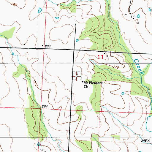 Topographic Map of Mount Pleasant Cemetery, MO