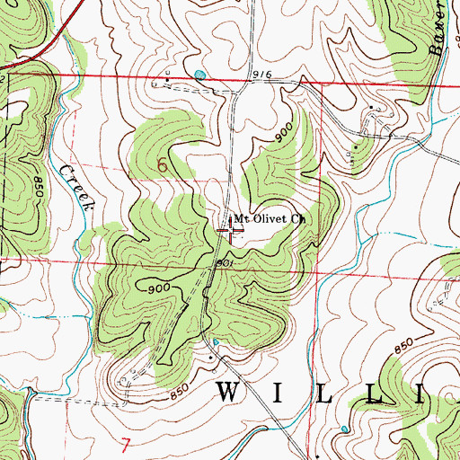 Topographic Map of Mount Olivet Church Cemetery, MO