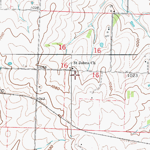 Topographic Map of Saint Johns Lutheran Cemetery, MO