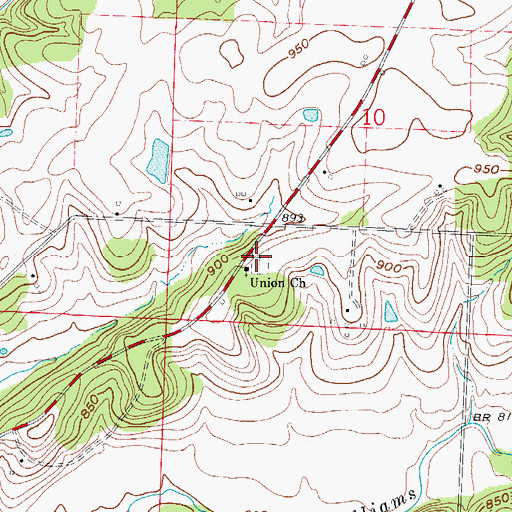 Topographic Map of Union Williams Cemetery, MO