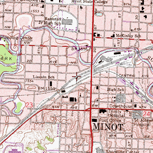 Topographic Map of Augustana Lutheran Church, ND
