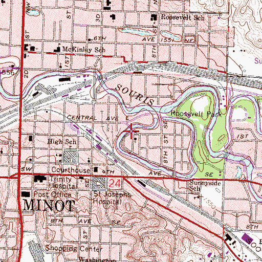 Topographic Map of Berean Baptist Church, ND