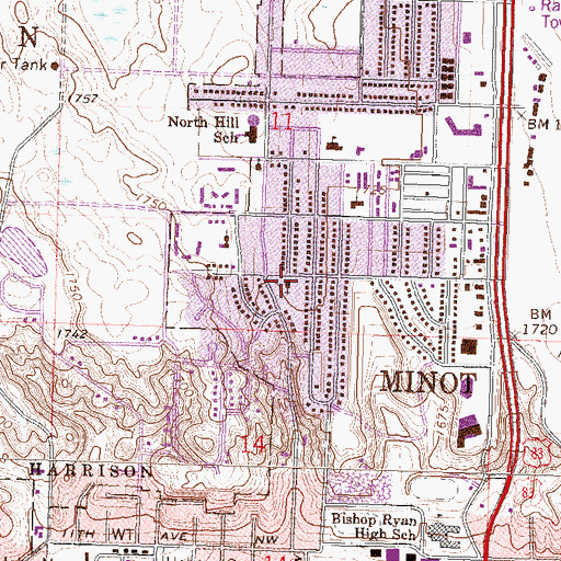 Topographic Map of Calvary Alliance Church, ND
