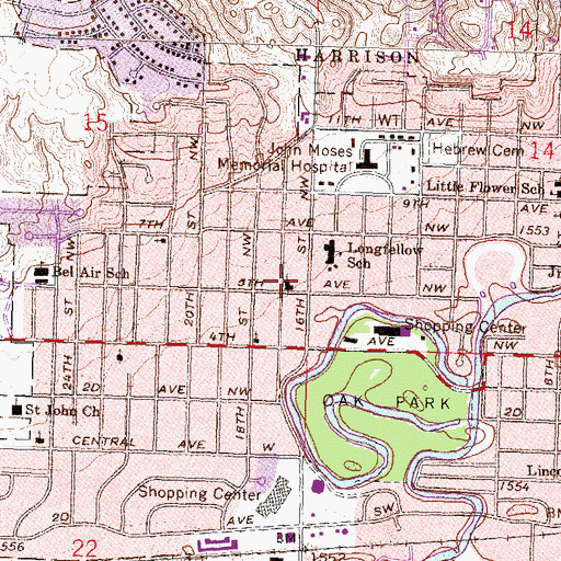 Topographic Map of Christ Lutheran Church, ND