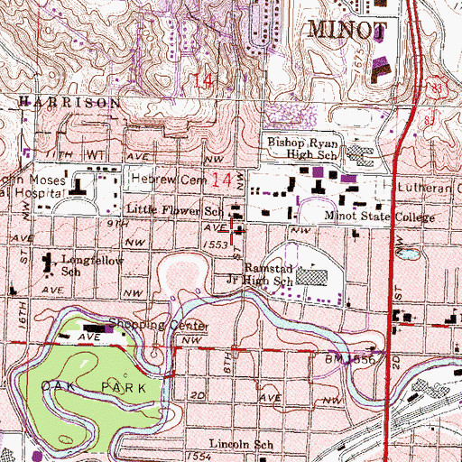 Topographic Map of Faith United Methodist Church, ND