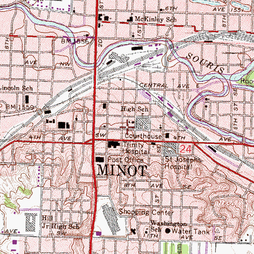 Topographic Map of Saint Leo's Catholic Church, ND