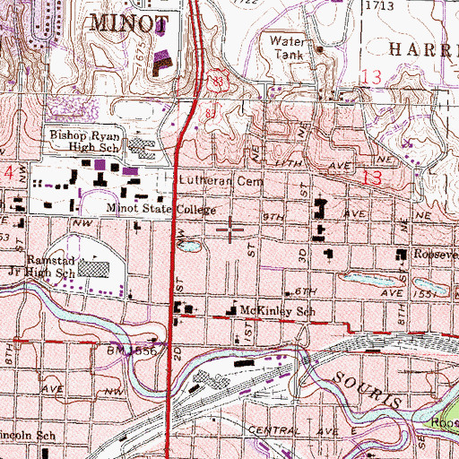 Topographic Map of Saint Michael's Catholic Church, ND