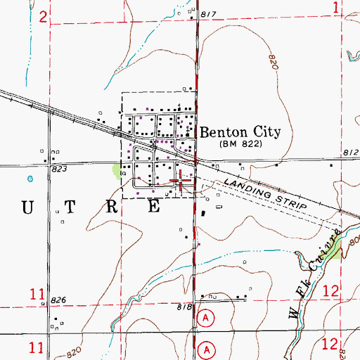 Topographic Map of Benton City Cemetery, MO