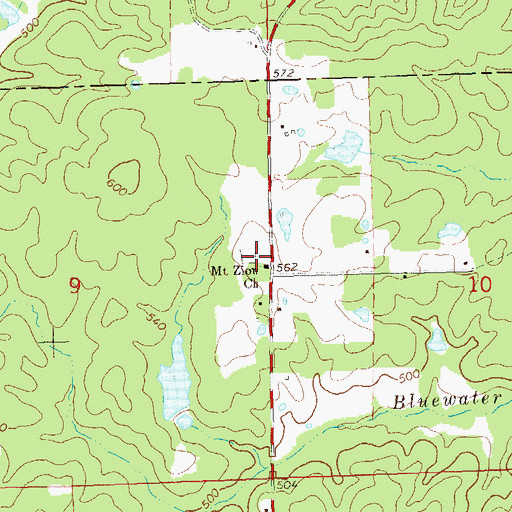 Topographic Map of Mount Zion Cemetery, MO