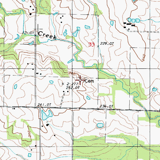 Topographic Map of Guffey Cemetery, MO