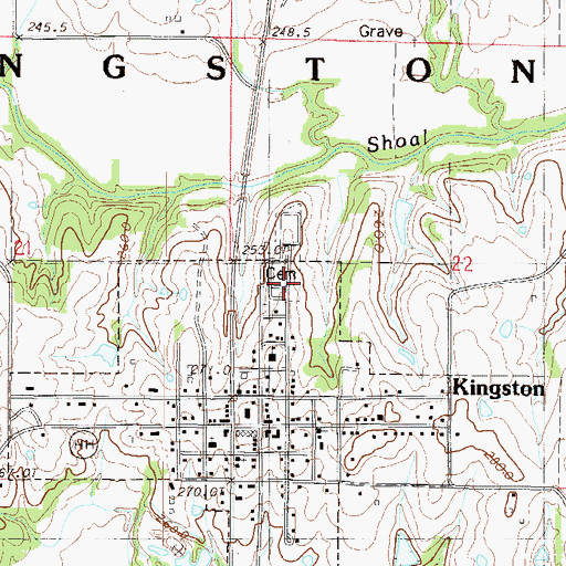 Topographic Map of Kingston Cemetery, MO