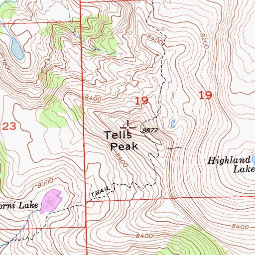 Topographic Map of Tells Peak, CA