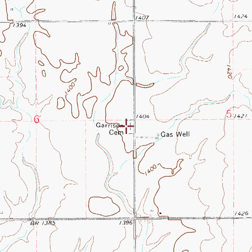 Topographic Map of Garrison Cemetery, OK
