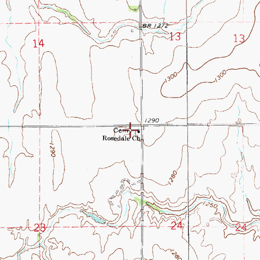 Topographic Map of Rosedale Cemetery, OK