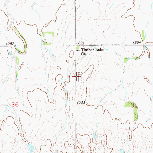 Topographic Map of Timberlake Cemetery, OK