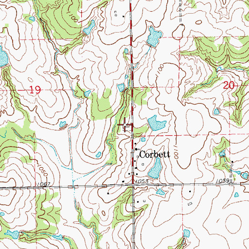 Topographic Map of Corbett Cemetery, OK