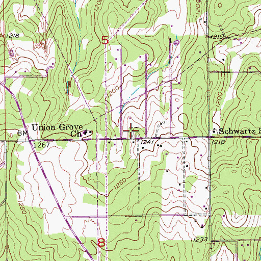 Topographic Map of Ford-Pleasant Grove Cemetery, OK