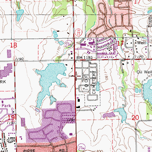 Topographic Map of Saint Joseph Catholic Cemetery, OK