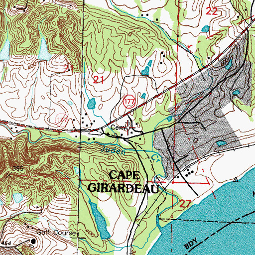 Topographic Map of Hobbs Chapel Cemetery, MO