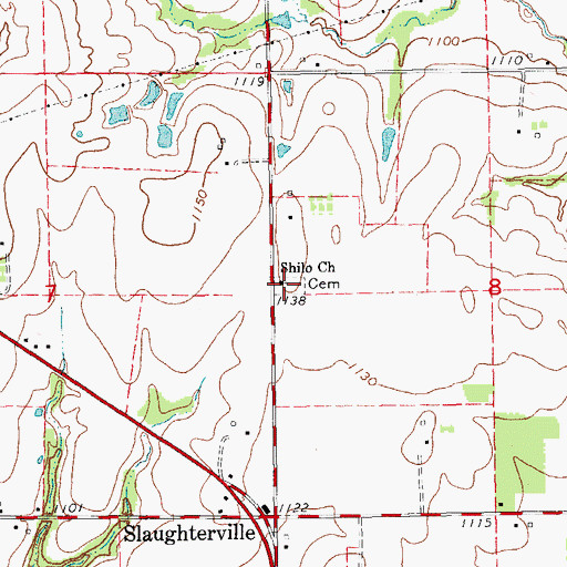 Topographic Map of Shiloh Cemetery, OK