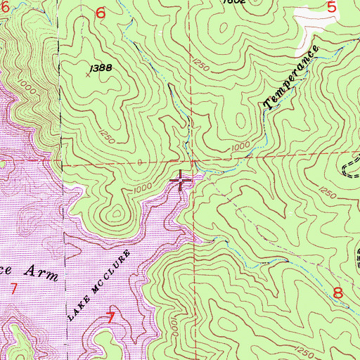Topographic Map of Temperance Creek, CA