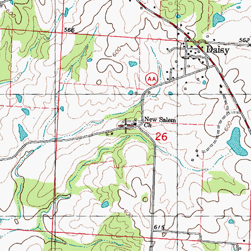 Topographic Map of New Salem Cemetery, MO