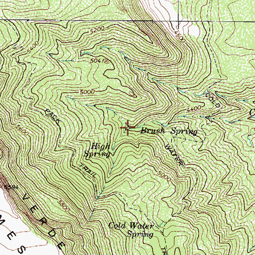 Topographic Map of Brush Spring, AZ