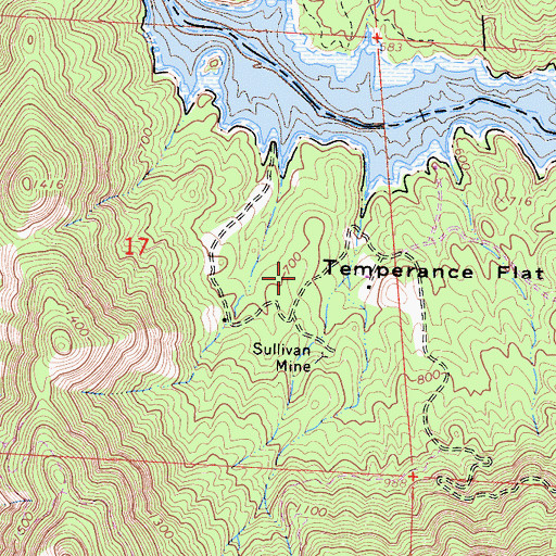 Topographic Map of Temperance Flat, CA