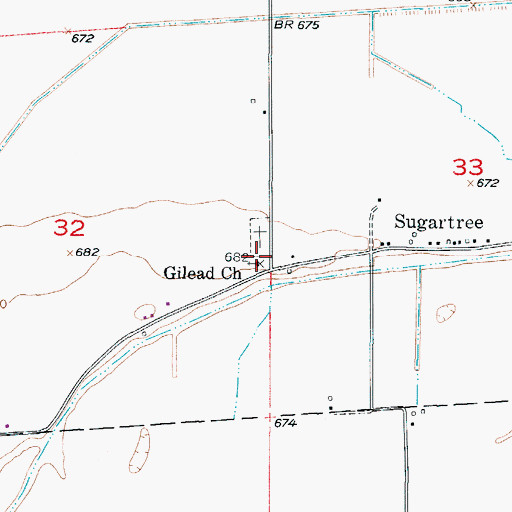 Topographic Map of Gilead Cemetery, MO