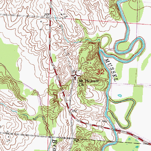 Topographic Map of Mount Pleasant Cemetery, MO