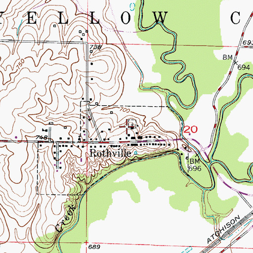 Topographic Map of Rothville Cemetery, MO