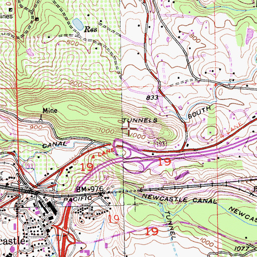 Topographic Map of Newcastle Quarry, CA
